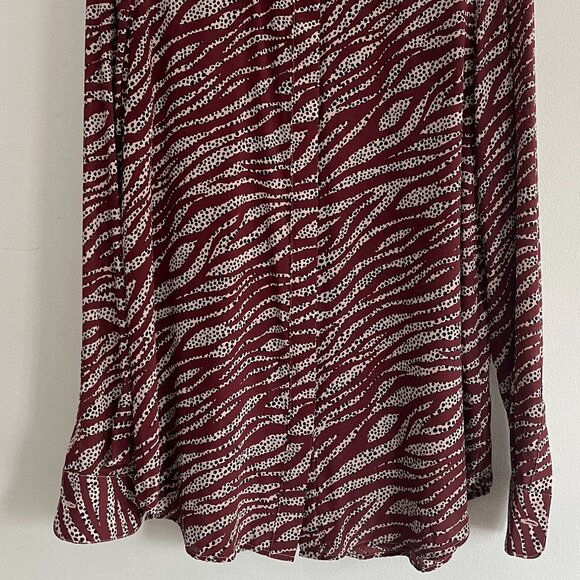 BODEN Silk Shirt, Maroon/White/Black, tiger print, S 4 - Picture 4 of 9